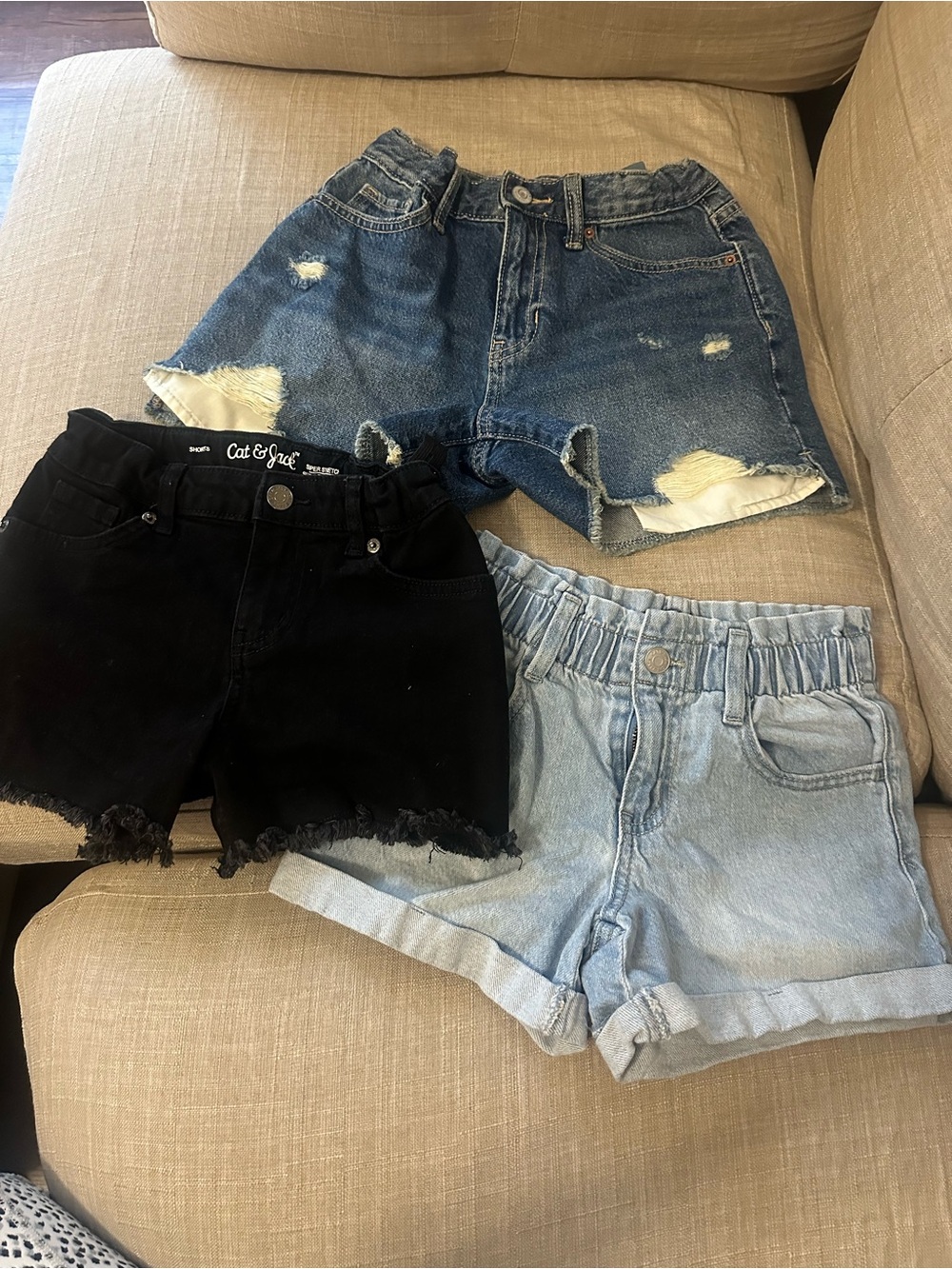 Cat & Jack and Old Navy Trio of Girls' Denim and Black Jean Shorts